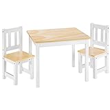 TecTake Conjunto de Muebles Mesa y 2 sillas para niños infantieles Madera Blanco