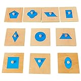 TOYANDONA 10 piezas Montessori Múltiples formas Puzzle Jumbo botón de madera geometría...