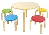 Leomark Mesa Redonda de Madera para niños de 4 y sillas de Colores, Mesas y sillas...